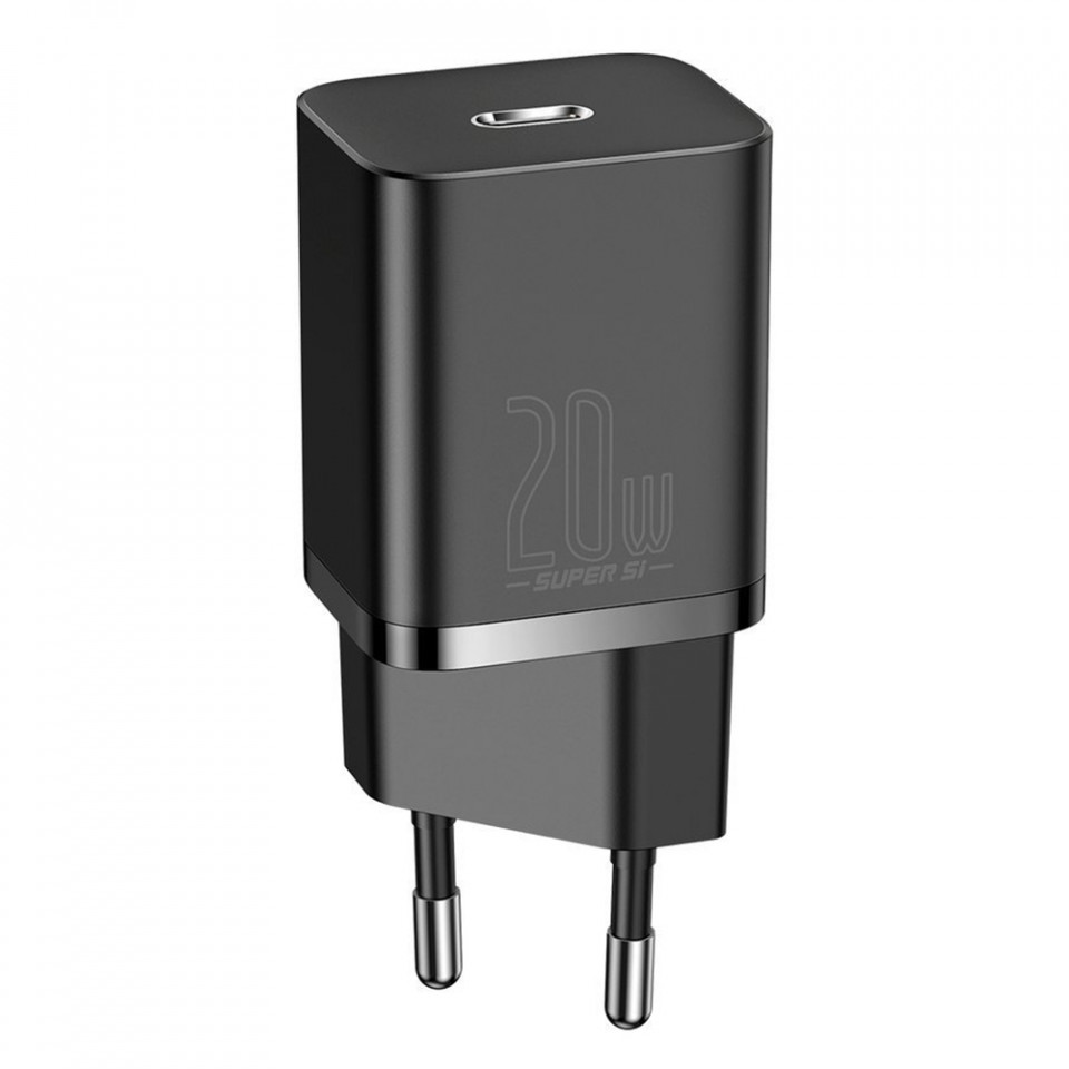 Incarcator priza Super Si cu cablu Type-C la Lightning, PD, 20W, Baseus (TZCCSUP-B01) - Negru - 2 | YEO