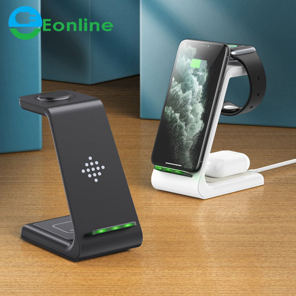 Incarcator Wireless 3in1 iPhone, AirPods si Apple Watch 10W cu cablu, Techsuit - Negru - 3 | YEO