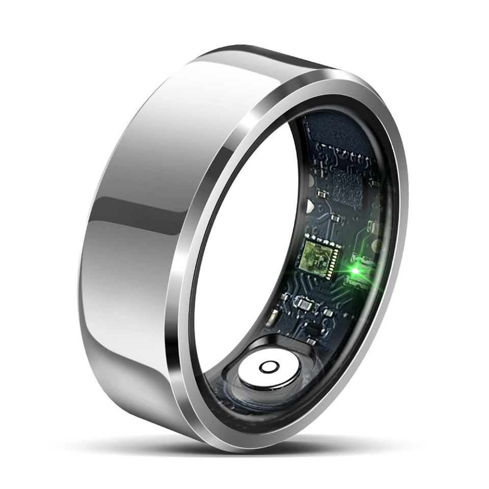 Inel Inteligent Unisex Multifunctional, Monitorizare Saturatie Oxigen, 62.2mm, SKDR InfinityHealth R6 - Argintiu