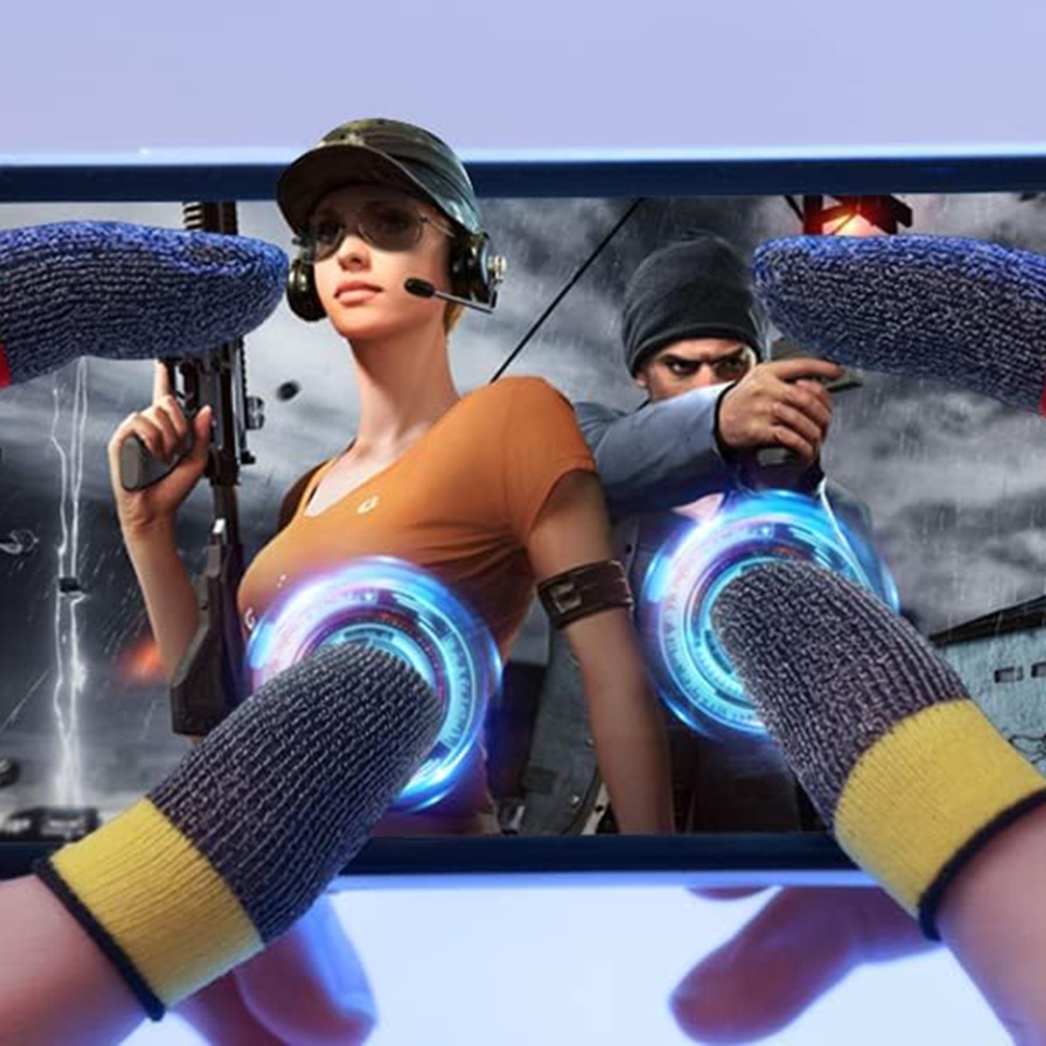 Mansoane Degete pentru Gaming, Profesionale, de Telefon si Tableta , SKDR HyperFlex FS4 - Galben Gri - 3 | YEO