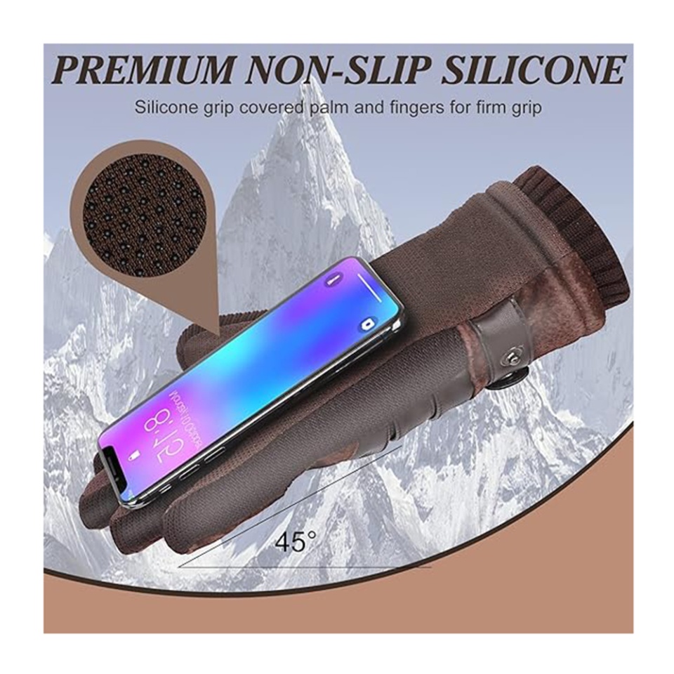 Manusi iarna Touch Screen, impermeabile, anti-alunecare, captusite, pentru ski, aer liber, SKDR OG101 - Maro - 3 | YEO