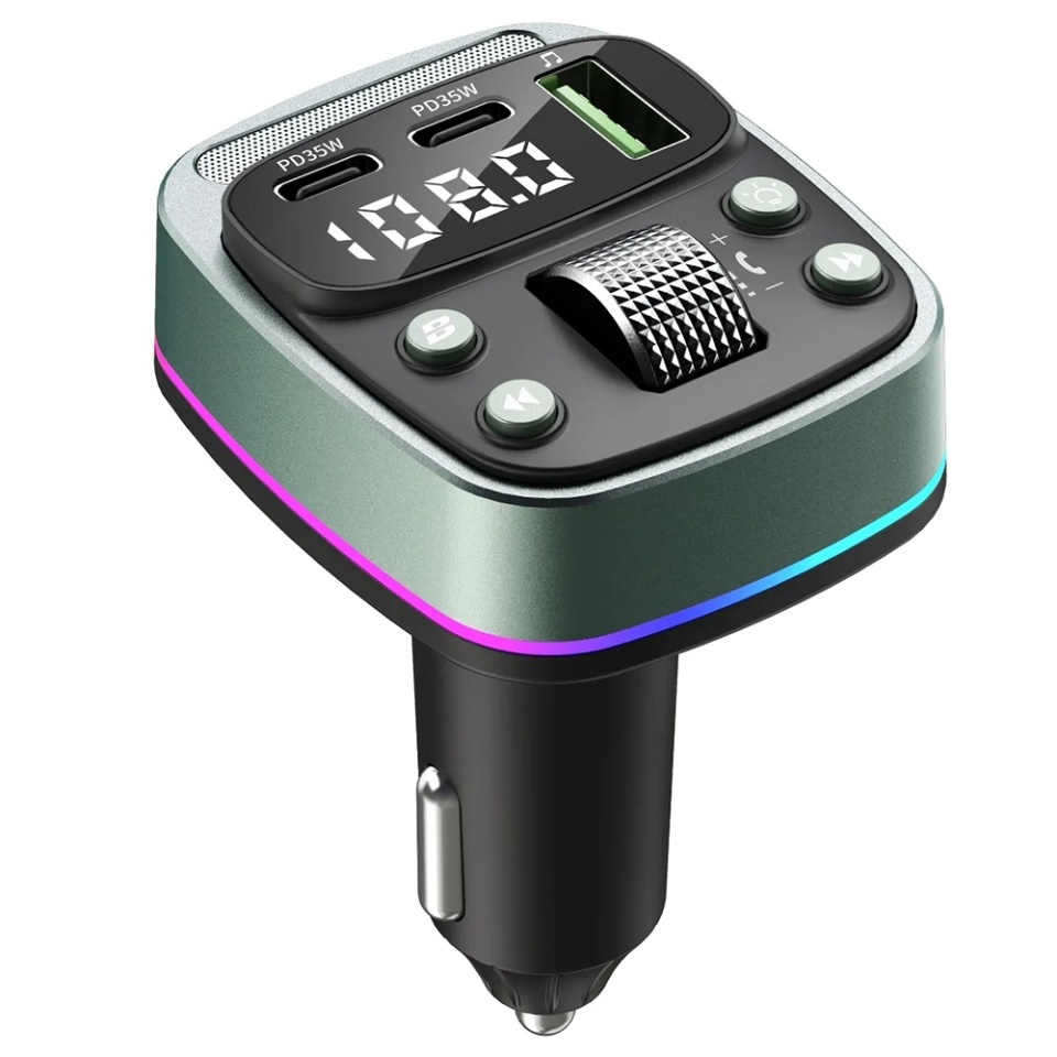 Modulator FM Auto Bluetooth 5.4, 2x PD 35W, USB Music Player, Reglaj Bass, Afisaj LED, Techsuit EchoDrive MFM3, Negru - 1 | YEO