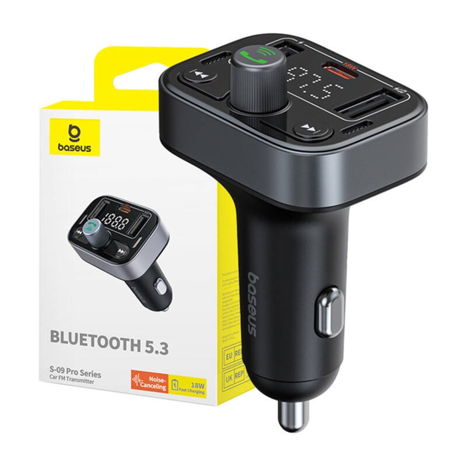 Modulator FM si Incarcatir Auto cu Bluetooth 5.3, USB, USB-C, Display, PD18W, Baseus S-09 Pro- Negru - 7