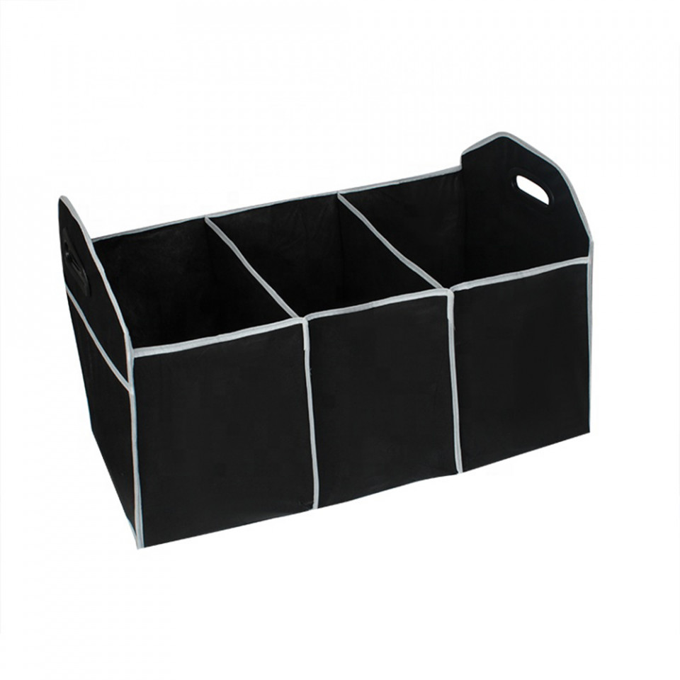 Organizator auto Protbagaj Pliabil, Universal, 3 Compartimente, Dimensiuni (L50xW32.5xH32.5cm), Techsuit Auto - Negru