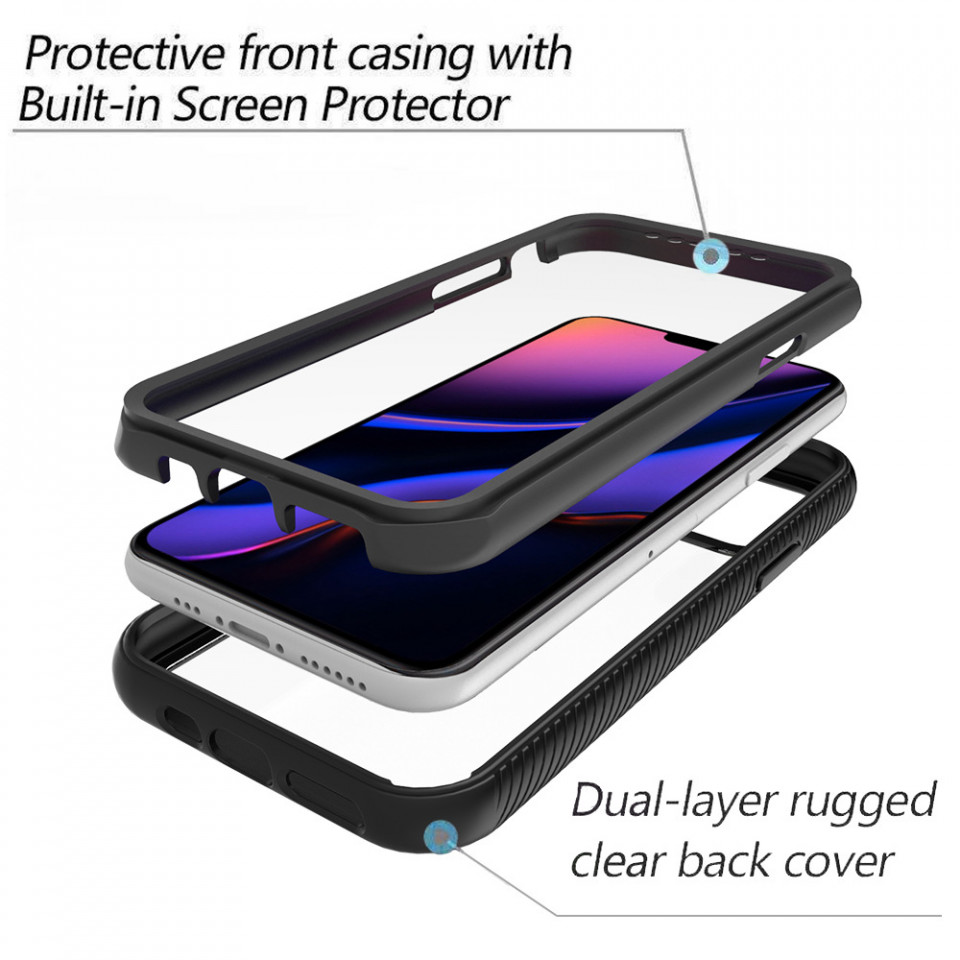 [Pachet 360°] Husa + Folie iPhone 13 mini, Techsuit Defense - Negru - 3 | YEO