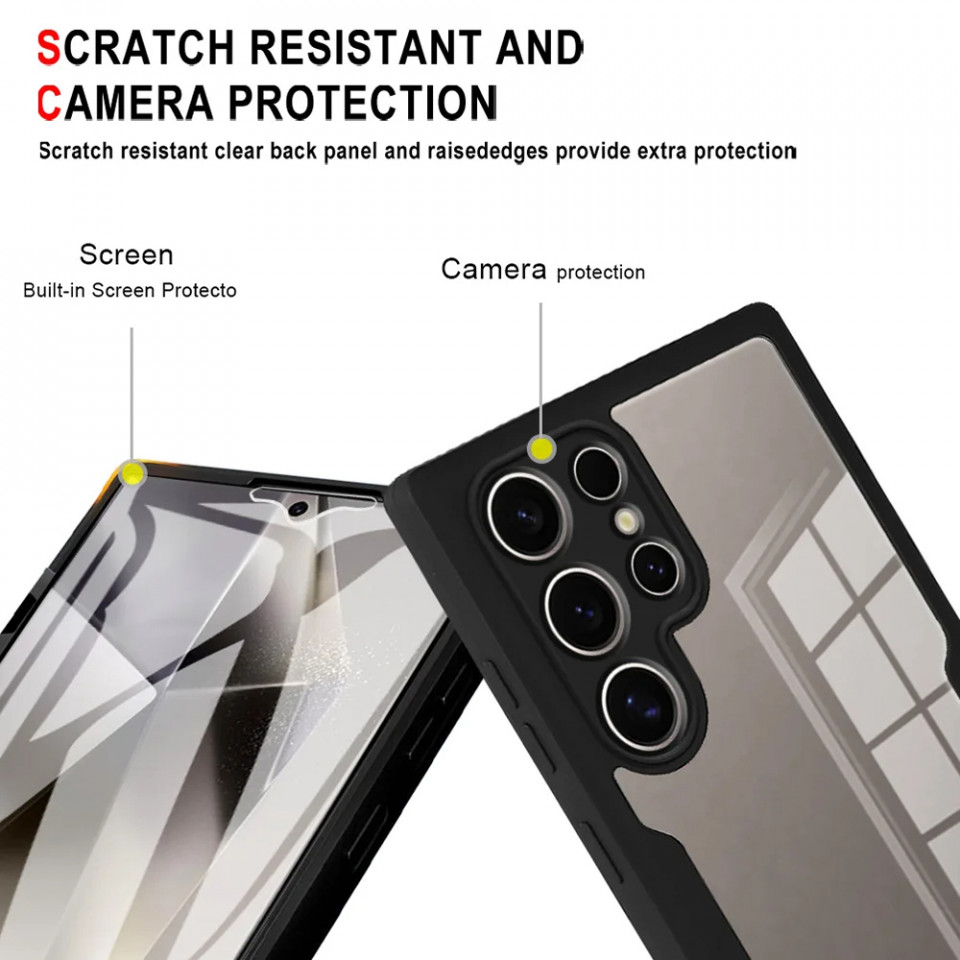 [Pachet 360°] Husa + Folie pentru Samsung Galaxy S24 Ultra, SKDR ColorShield 360° - Negru - 2 | YEO