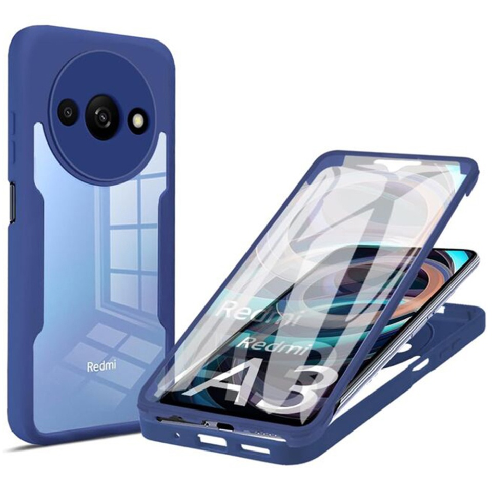 [Pachet 360°] Husa + Folie pentru Xiaomi Redmi A3, SKDR ColorShield 360° - Albastru