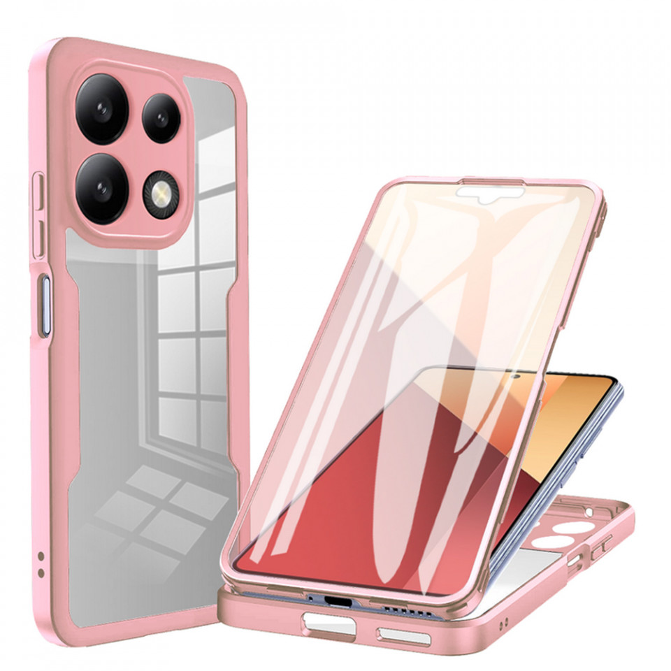 [Pachet 360°] Husa + Folie pentru Xiaomi Redmi Note 13 4G, SKDR ColorShield 360° - Roz