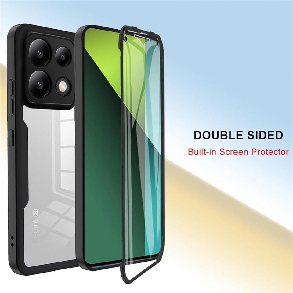 [Pachet 360°] Husa + Folie pentru Xiaomi Redmi Note 13 Pro 5G / Poco X6, SKDR ColorShield 360° - Negru - 1 | YEO