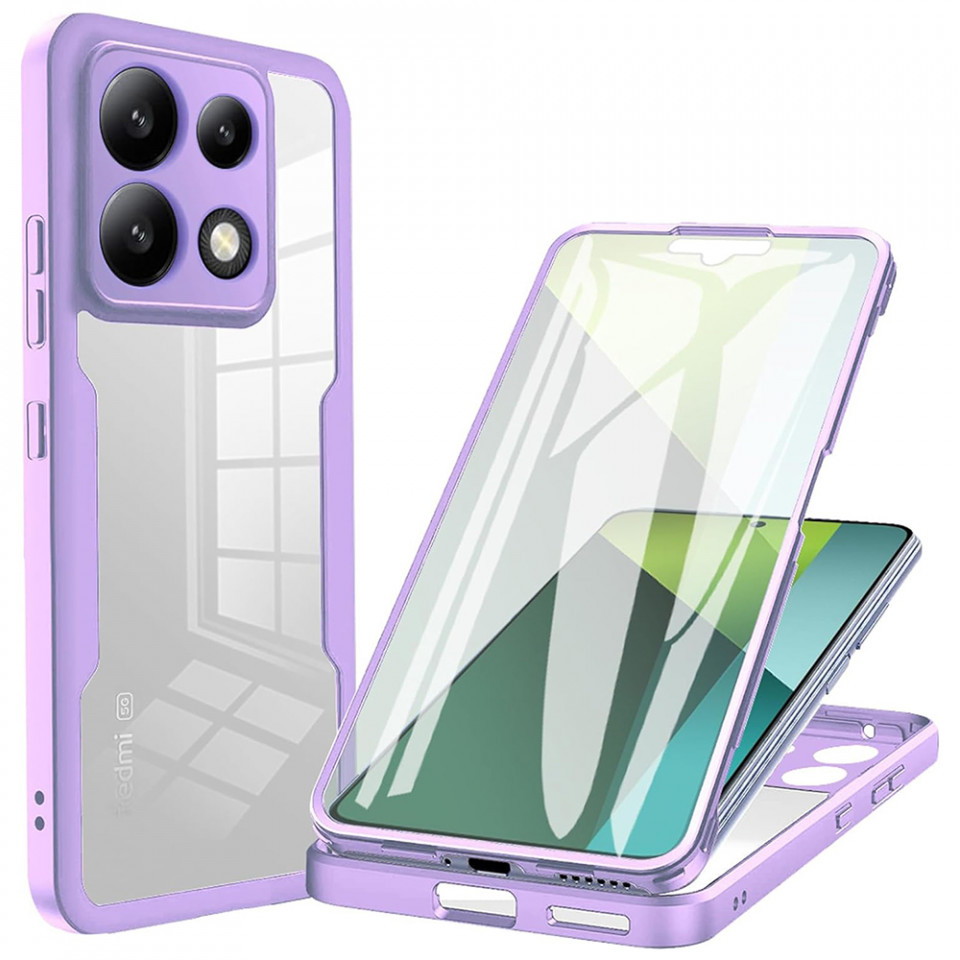 [Pachet 360°] Husa + Folie pentru Xiaomi Redmi Note 13 Pro 5G / Poco X6, SKDR ColorShield 360° - Mov