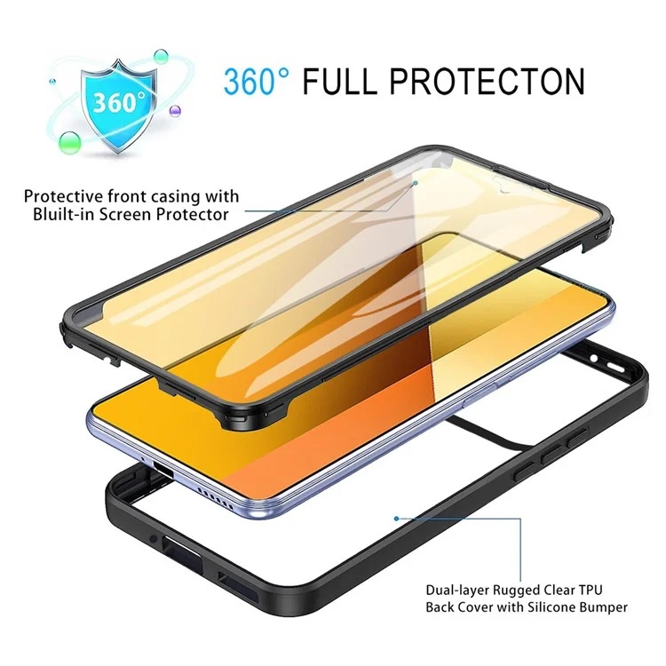 [Pachet 360°] Husa + Folie Xiaomi 14T, SKDR ColorShield 360° - Negru - 1 | YEO