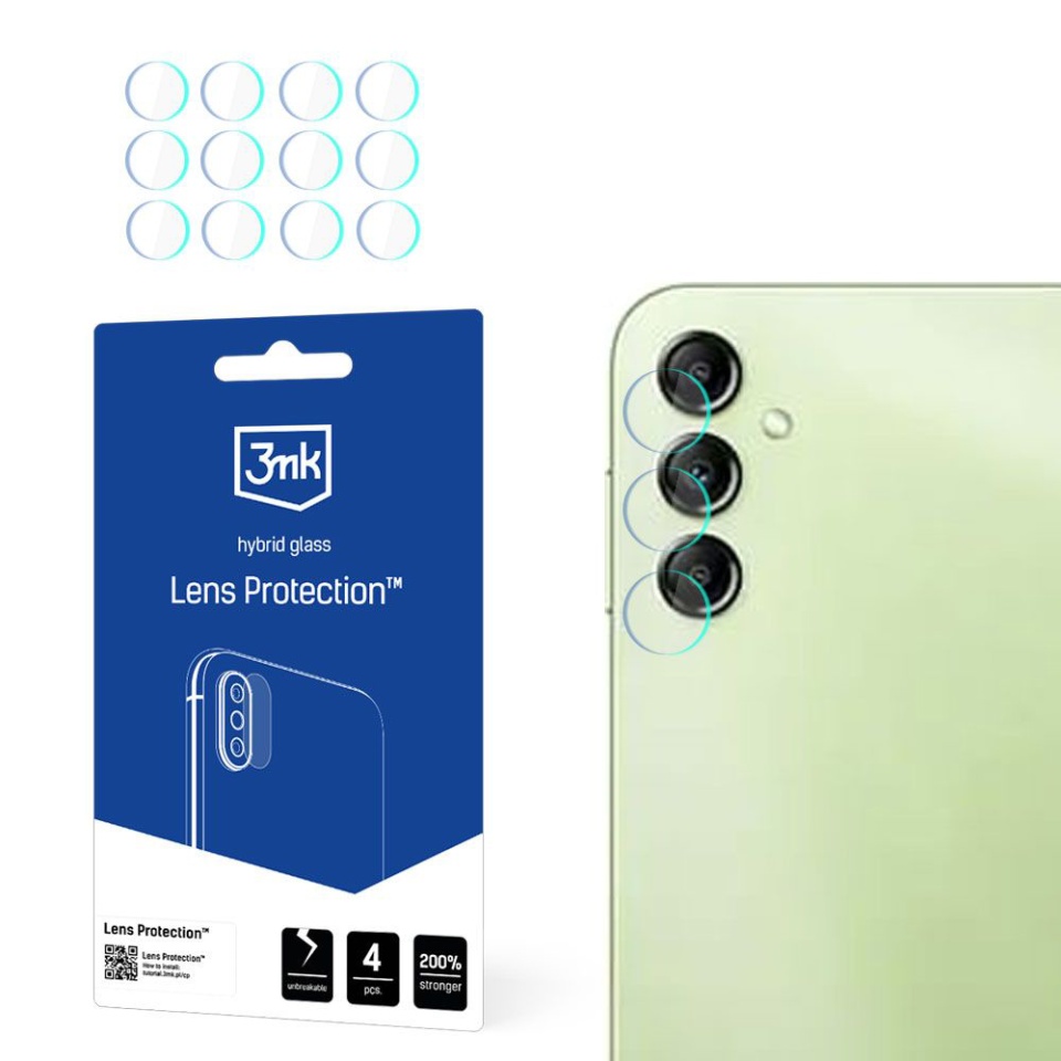 [Pachet 4x] Folie camera pentru Samsung Galaxy A14 5G / Galaxy A14 4G, 3mk Lens Protection, Transparenta