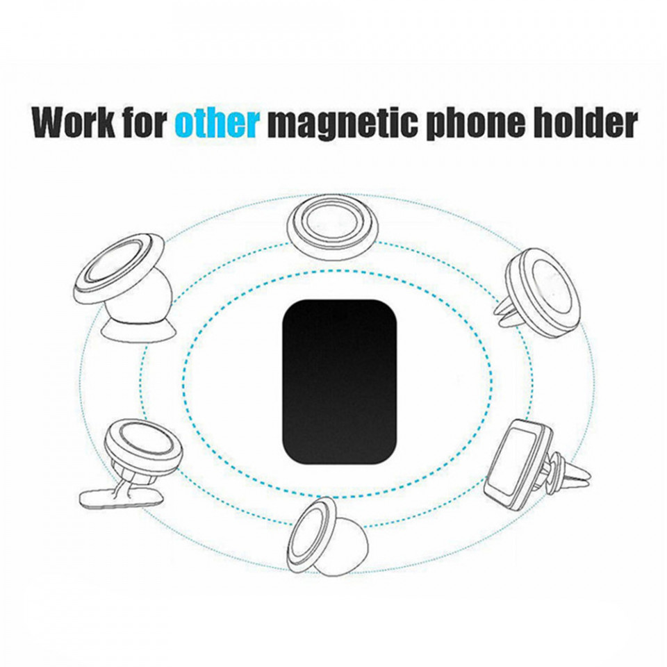 Placa Metalica Mata Autoadeziva Pentru Suporturi Magnetice [Pachet 2x], Techsuit - Negru - 2 | YEO