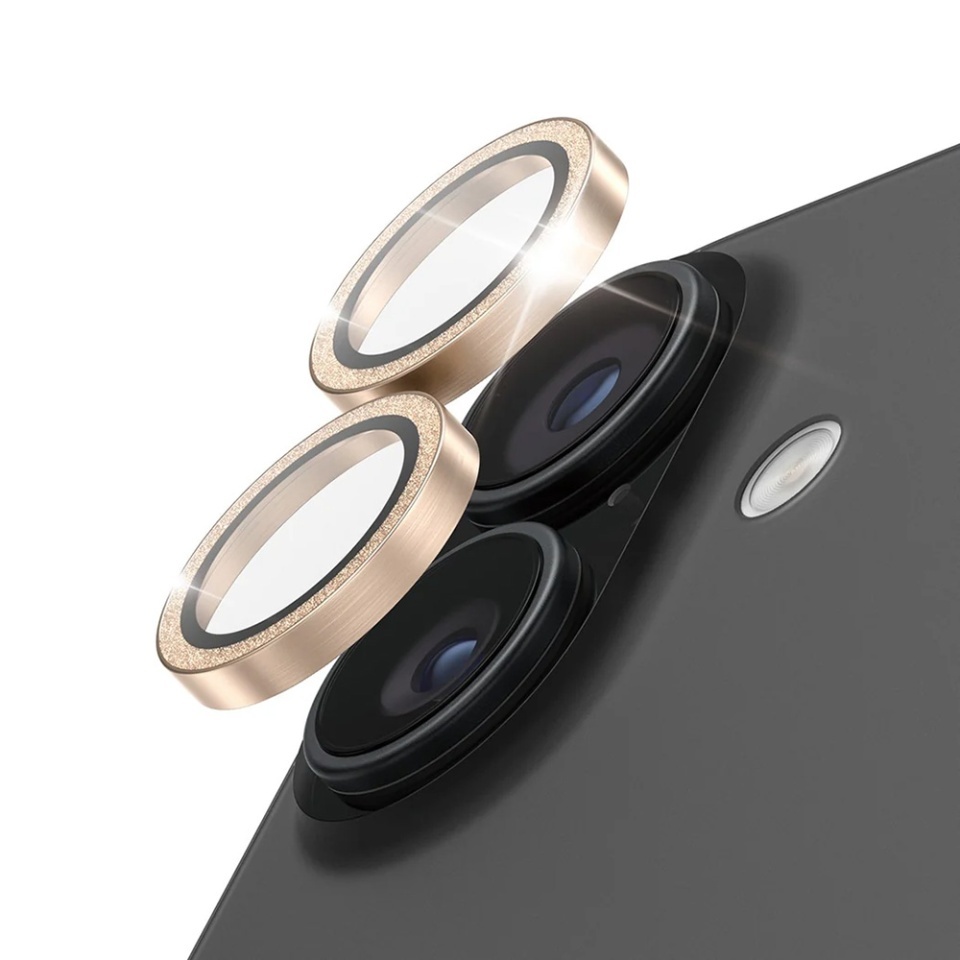 Protectie Camera pentru iPhone 16 / 16 Plus / 17, Hoops PanzerGlass®, cu Separare Optica, Sticla Securizata, Anti-Zgarieturi si Anti-Reflexie, Auriu - 1 | YEO