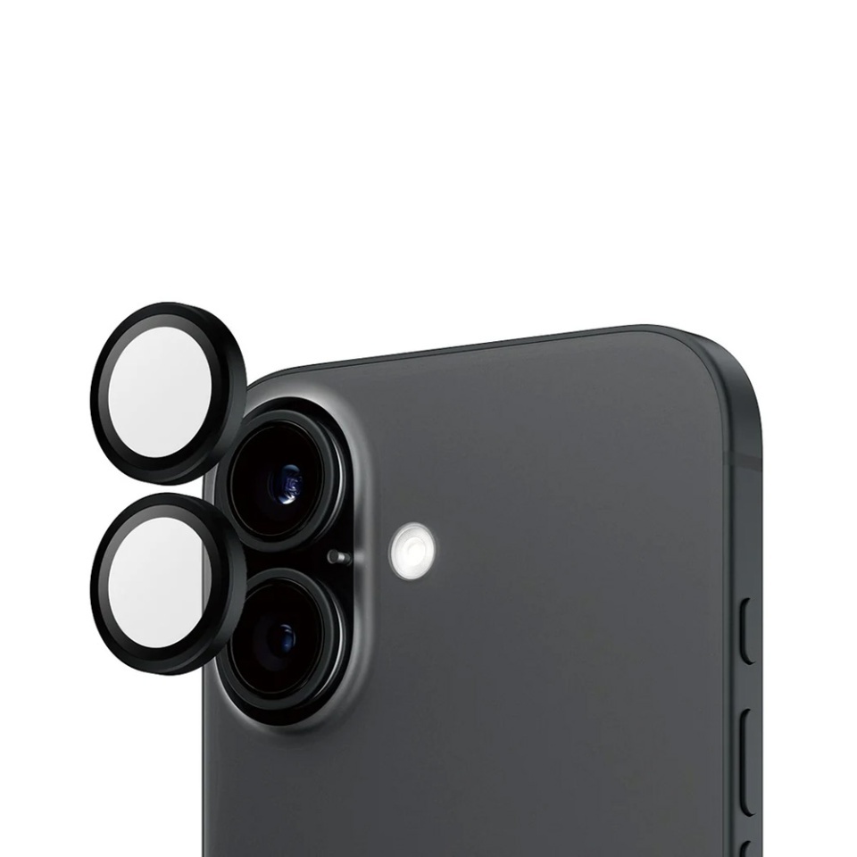 Protectie Camera pentru iPhone 16 / 16 Plus, Hoops PanzerGlass®, cu Separare Optica, Sticla Securizata, Anti-Zgarieturi si Anti-Reflexie, Negru - 2 | YEO