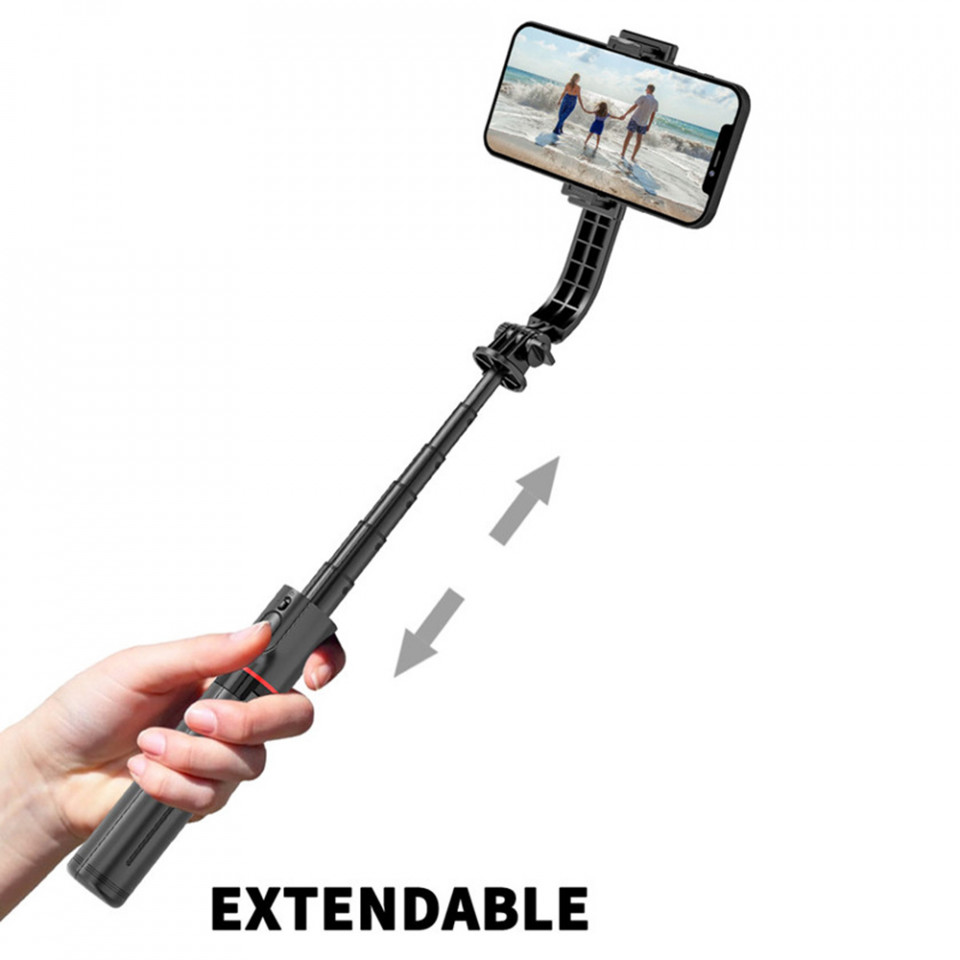 Selfie stick cu trepied si telecomanda Bluetooth, dimensiune 106cm, Skyddar Self - Negru - 1 | YEO