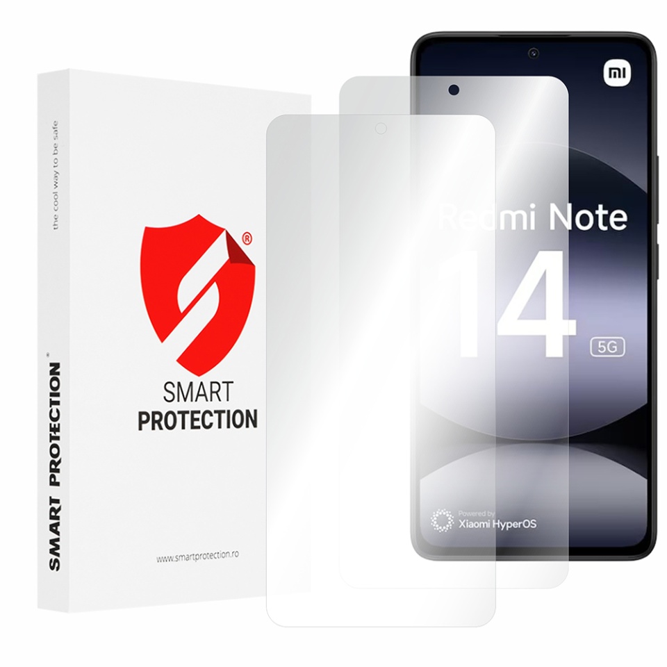 [SET 2x] Folie de protectie Xiaomi Redmi Note 14 5G / Redmi Note 14 4G (Regional), Premium Classic, Smart Protection, Transparent