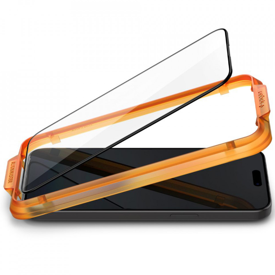 [SET 2x] Folie iPhone 15 Plus, Spigen Glass.TR Align Master - Negru - 3 | YEO