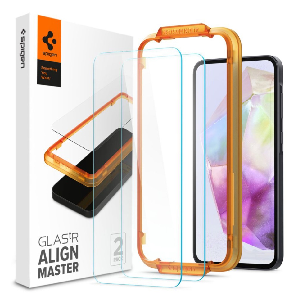 [SET 2x] Folie sticla securizata Samsung Galaxy A35 5G / Galaxy M35, Glas.tR Align Master, Spigen, Transparent
