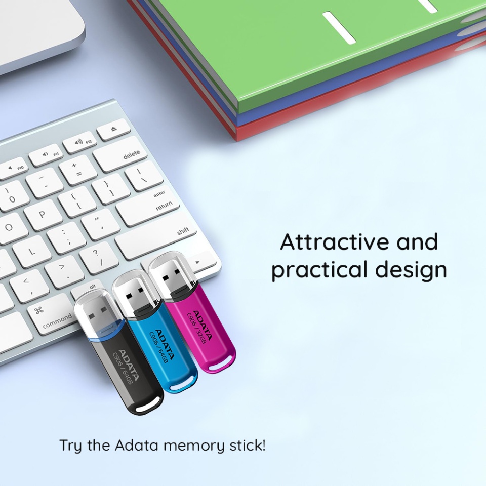 Stick USB ADATA AC906 64G, USB 2.0, Compact si Fiabil, Albastru - 2 | YEO
