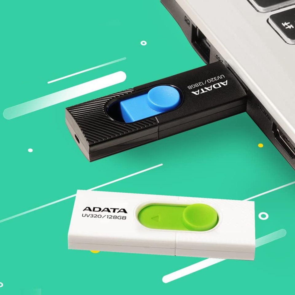 Stick USB ADATA UV320, 64GB, USB 3.1, Design Glisant, Negru/Albastru - 3 | YEO