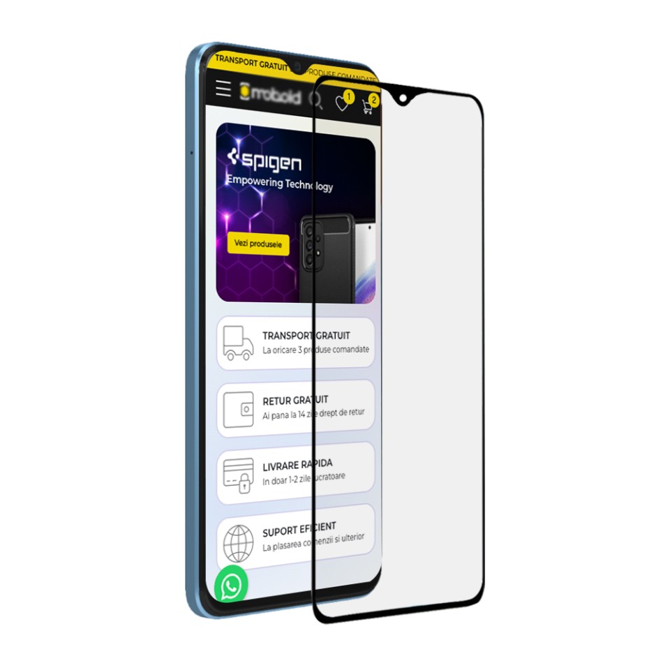 Sticla pentru Honor X6, Ultra HD, Protectie 9H, Montare Simplă, SKYDDAR 111D - Black Frame - 2 | YEO
