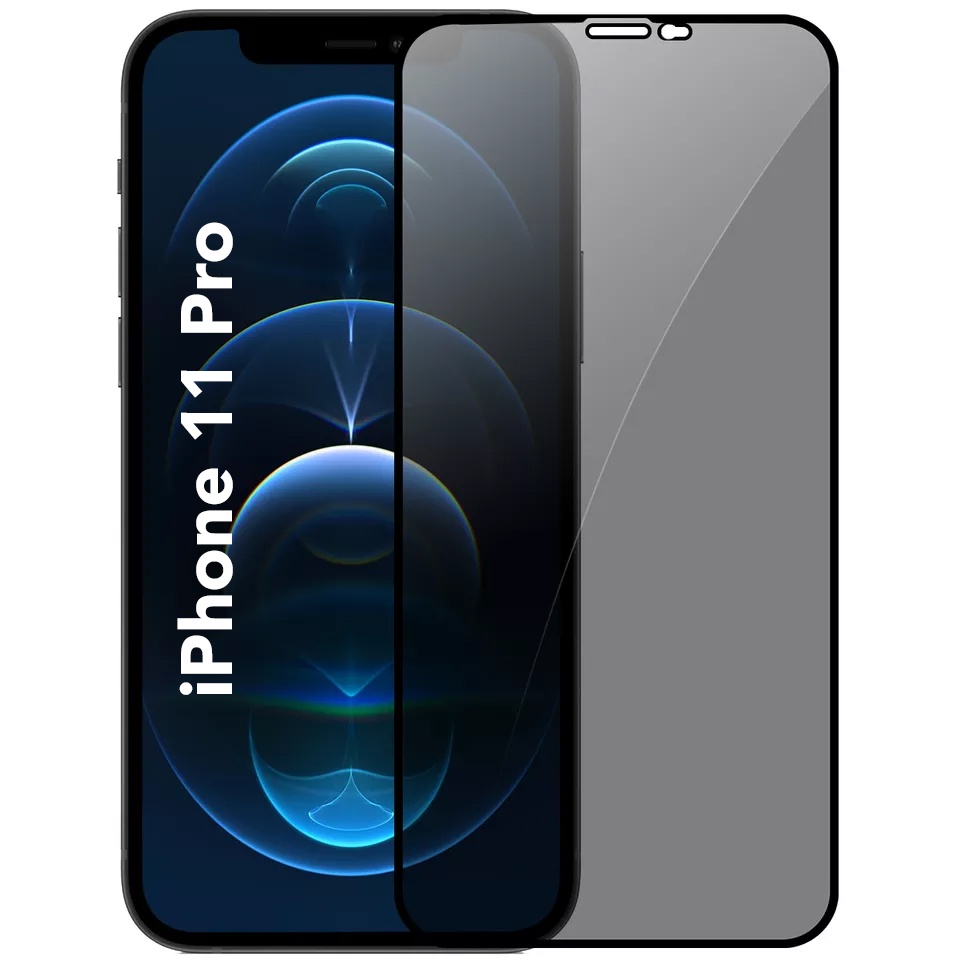 Sticla pentru iPhone 11 Pro / X, iPhone 10 / XS, Anti-spy Ultra HD, Protectie 9H, Montare Simplă, SKYDDAR 111D Privacy - Black Frame