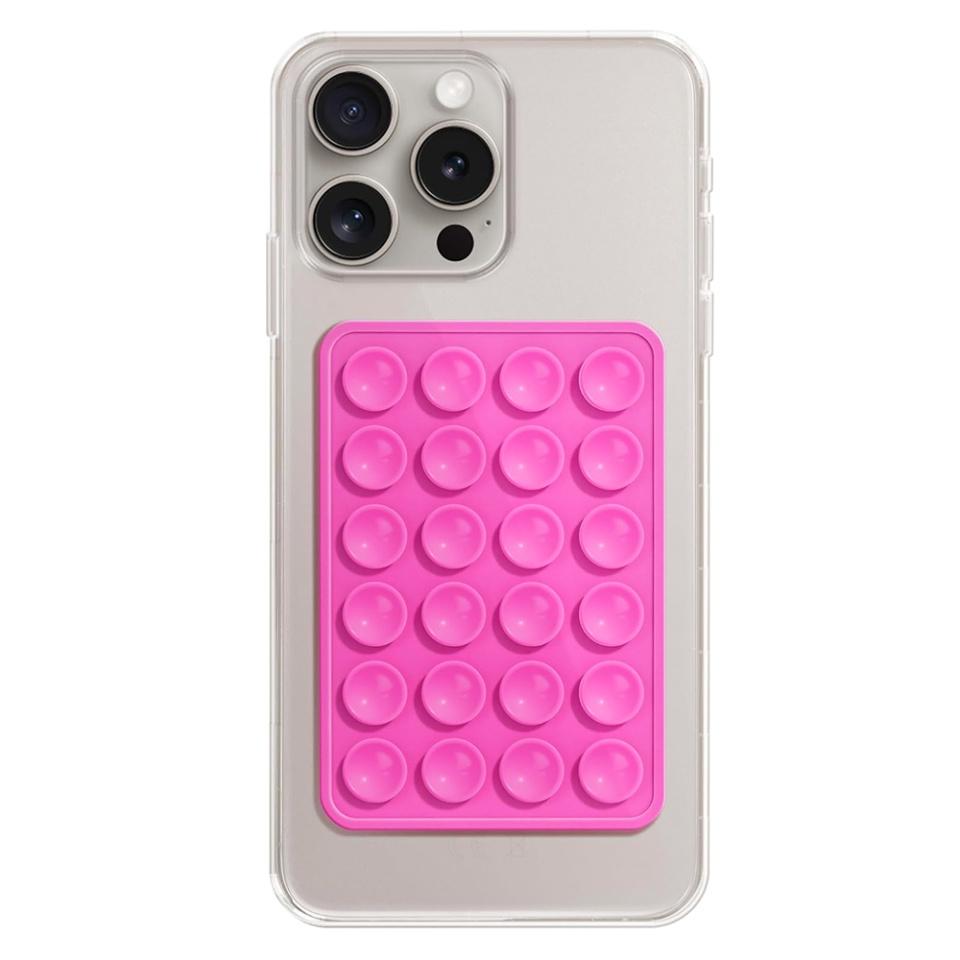 Suport Adeziv Universal pentru Telefon cu Ventuza, Potrivit Pentru Tik-Tok/Selfie/Vizionare Video, din Silicon, 8x5,5cm, SKDR StickIt SO-PAD - Magenta