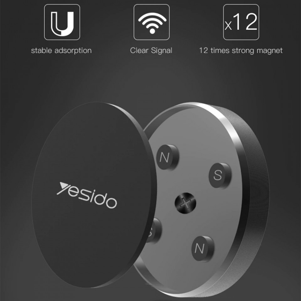 Suport Auto cu Prindere Magnetica si alte functii, Yesido C38 - Negru - 3 | YEO