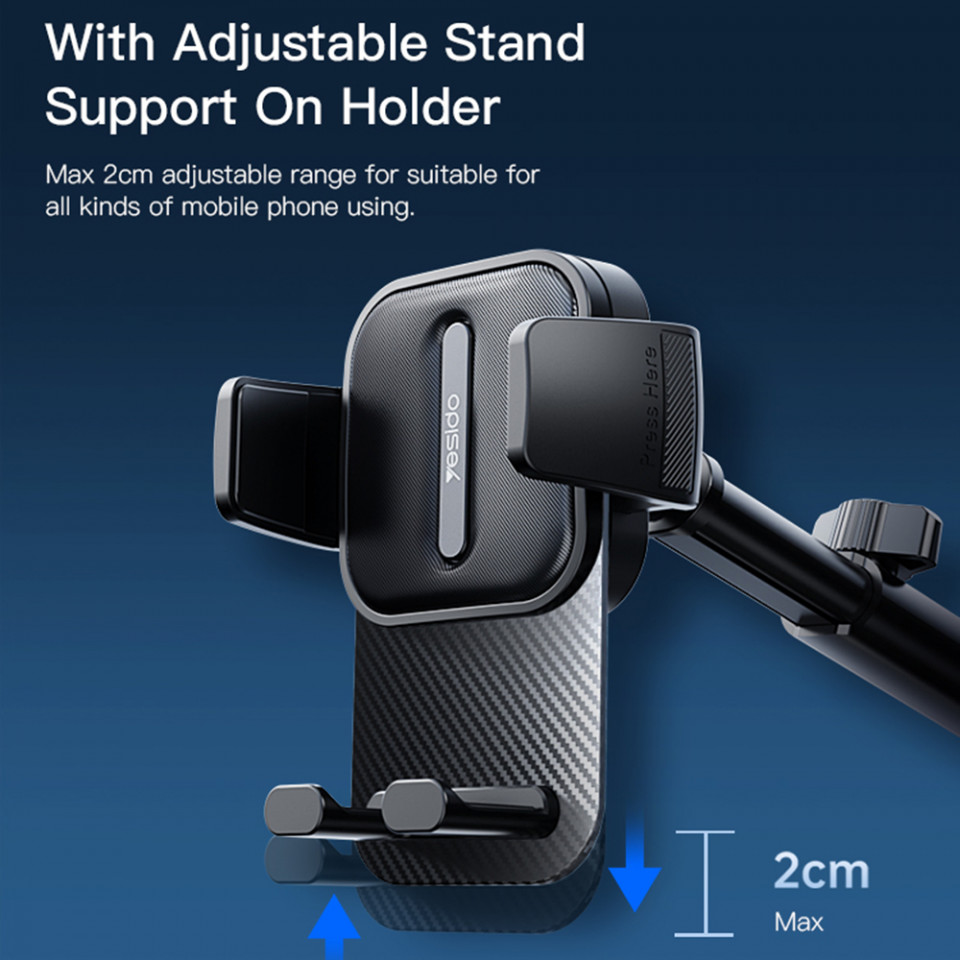 Suport Auto de Telefon pentru Parbriz si Bord - Yesido (C174) - Black - 2 | YEO