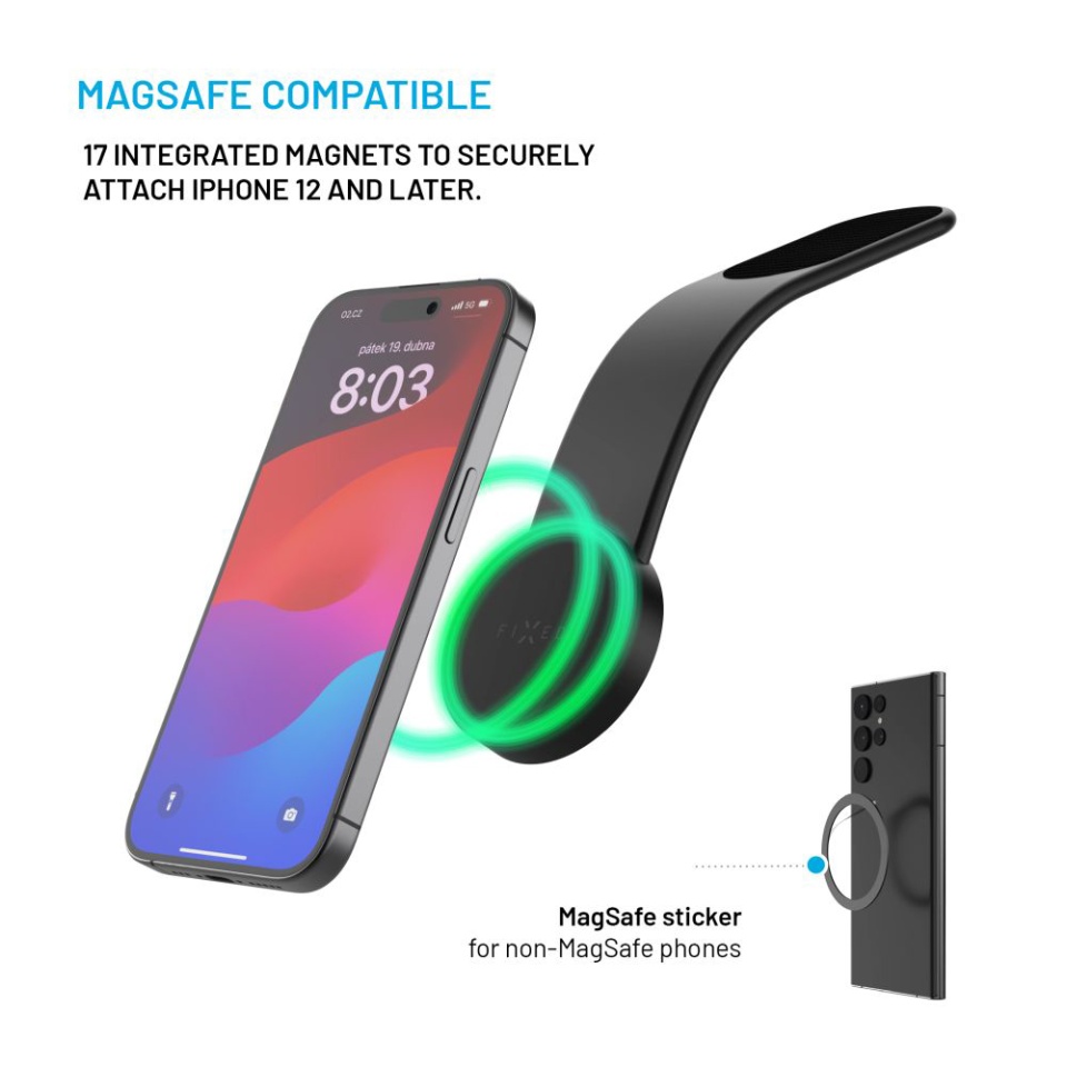 Suport Auto Telefon MagSafe FIXED Floppy Prindere Magnetica Brat Flexibil Bord, Negru - 3 | YEO