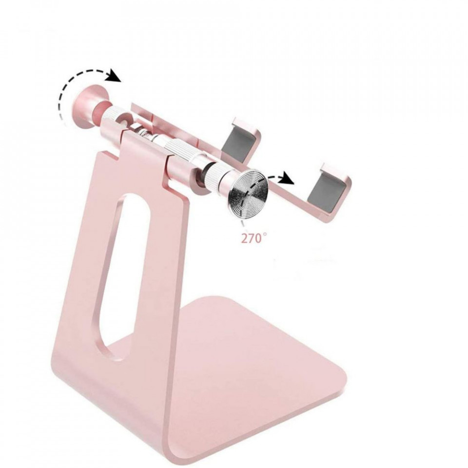 Suport Birou din Aluminiu Pliabil, pentru Telefon si Tableta, Techsuit (Z4a), Argintiu - 6