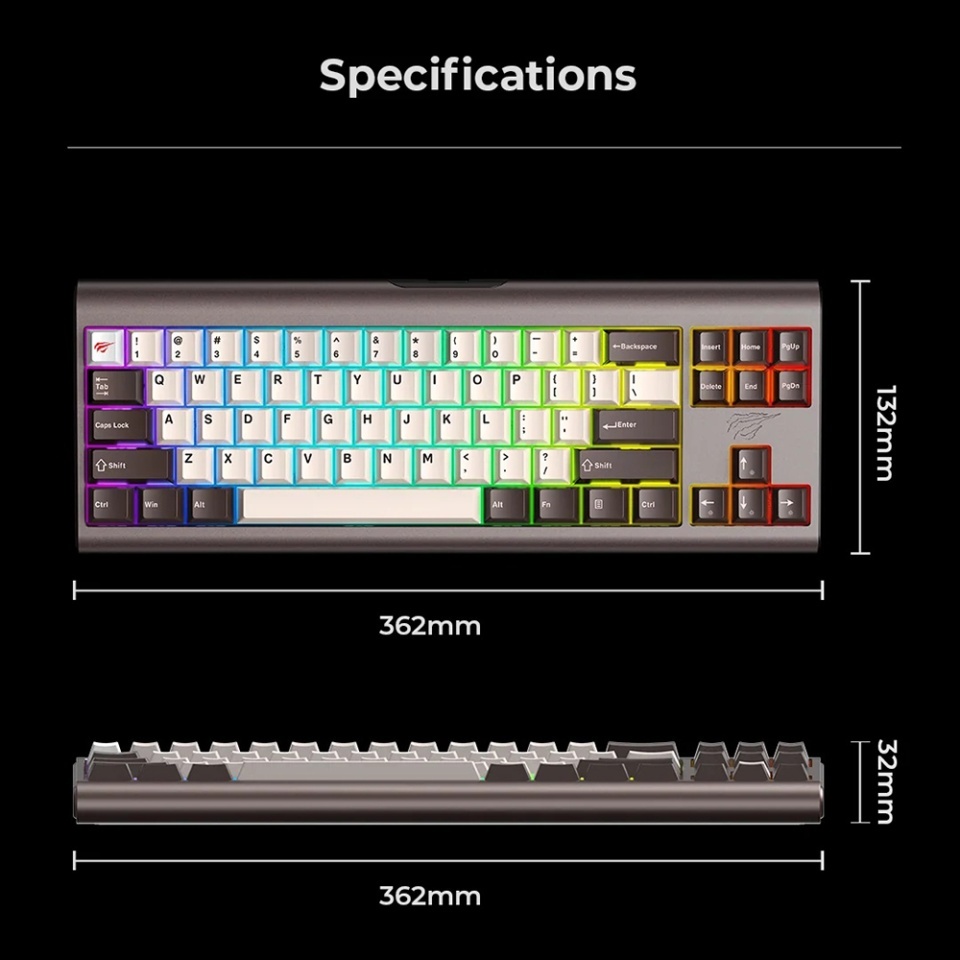 Tastatura gaming compacta, RGB, Type-C, 350mA, 5V, 1.2m, 71 taste, Havit KB896L, Roz - 2 | YEO