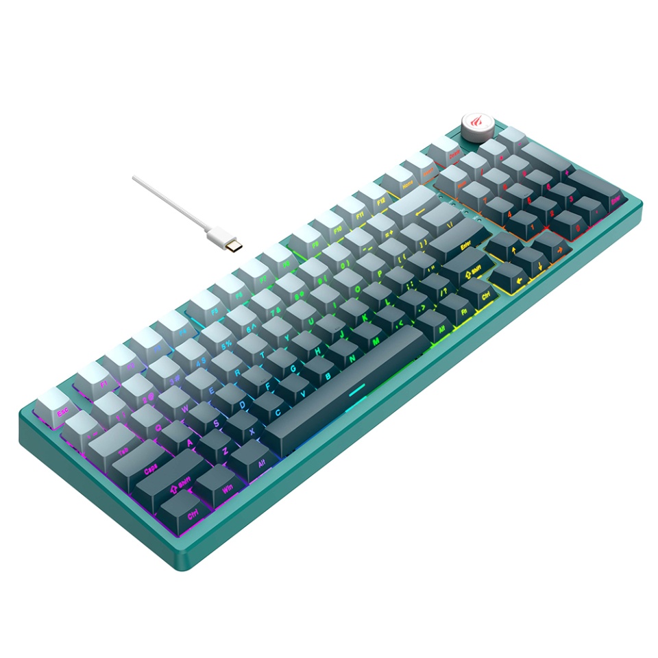 Tastatura Gaming Full-size, RGB, USB-C, 1.8m, 350mA, Havit KB899L, Verde - 1 | YEO