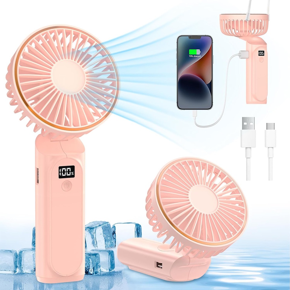 Ventilator Portabil cu Display LED, 6 Viteze, USB-C, 5000mAh, Compact si Eficient, Alb - 2 | YEO