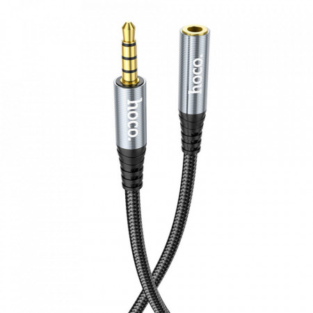 Cablu adaptor audio (UPA20), Jack 3.5mm, 1xMale to 1xFemale, 2m, HOCO - Gri