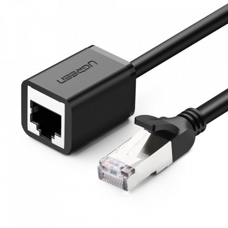 Cablu Internet (11281), fir cupru, UTP aurit, cablu Cat 6A , viteza de 10Gbps, 2m, Ugreen - Negru