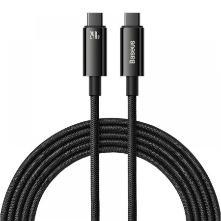 Cablue de Date Type-C la Type-C 240W, Fast Charging, 3m, Baseus Tungsten Gold, Negru
