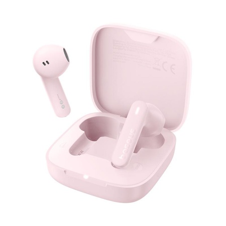 Casti Bluetooth Wireless, Baseus Wireless Earbuds Bowie E16, Casti fara Fir, Bluetooth 5.3, TWS, USB-C, cu dock de incarcare, Rezistente la Praf IPX4, Roz