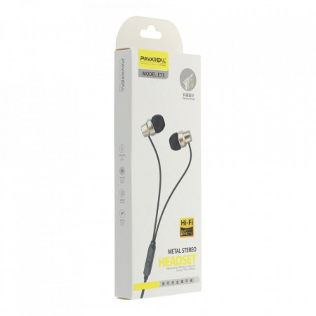 Casti In-Ear cu Jack 3.5mm si Microfon (PA-E73) - Gold