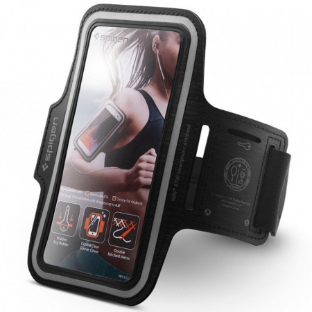 Husa banderola telefon pentru alergare, Spigen (A700) - Negru