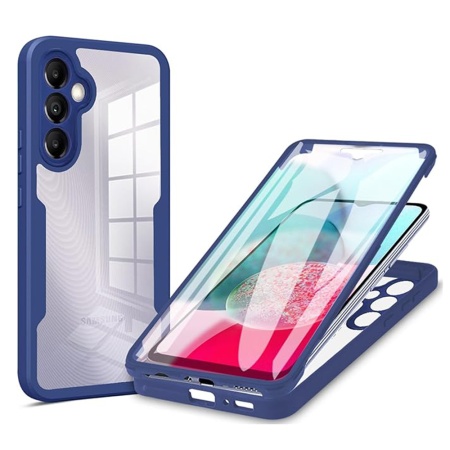 Husa + Folie pentru Samsung Galaxy A14 5G / Galaxy A14 4G, SKYDDAR INNOVATION, [Pachet 360°] ColorVerse, set cu sticker, Albastru