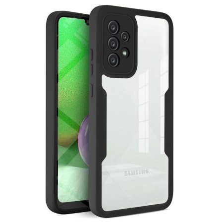 Husa + Folie pentru Samsung Galaxy A52 5G / Galaxy A52 4G / Galaxy A52s 5G, SKYDDAR INNOVATION, [Pachet 360°] ColorVerse, set cu sticker, Negru