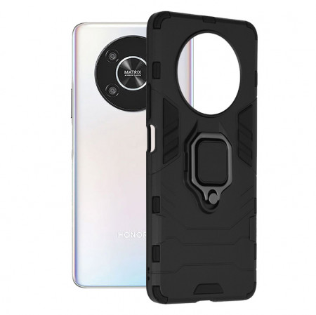 Husa Honor Magic 4 Lite 5G cu inel, Techsuit Silicone Shield - Negru