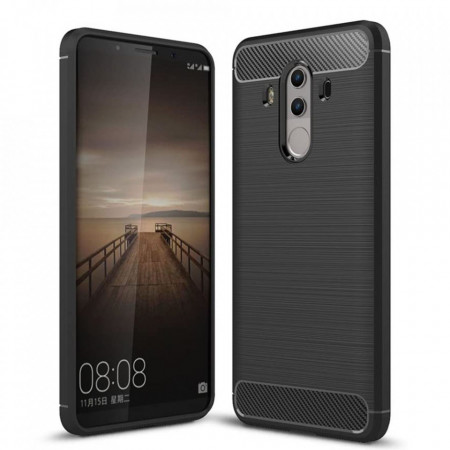 Husa Huawei Mate 10 Pro din silicon, Slim, cu textura Fibra Carbon - Negru