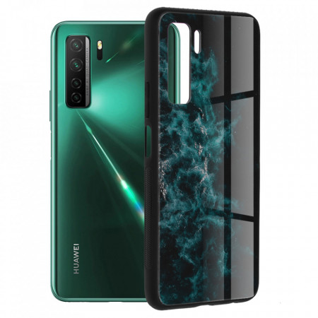 Husa Huawei P40 Lite 5G cu sticla securizata, Techsuit Glaze - Blue Nebula