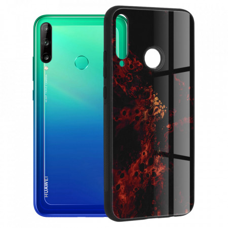 Husa Huawei P40 Lite E cu sticla securizata, Techsuit Glaze - Red Nebula