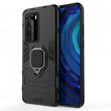 Husa Huawei P40 Pro cu inel, Techsuit Silicone Shield - Negru