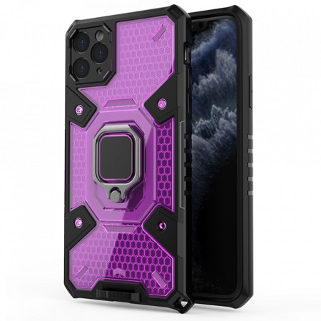 Husa iPhone 11 Pro Max cu inel, Techsuit Honeycomb - Rose-Violet
