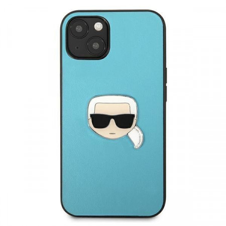 Husa iPhone 13 Leather Ikonik Karl`s Head Metal, Karl Lagerfeld KLHCP13MPKMB - Albastru